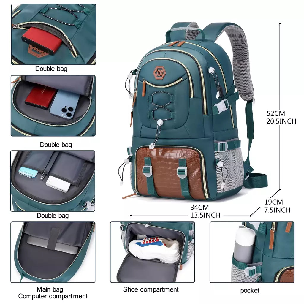 Mochila de caminhada impermeável para homens e mulheres, acampamento ao ar livre, bolsa de viagem, 17 "laptop, 40L