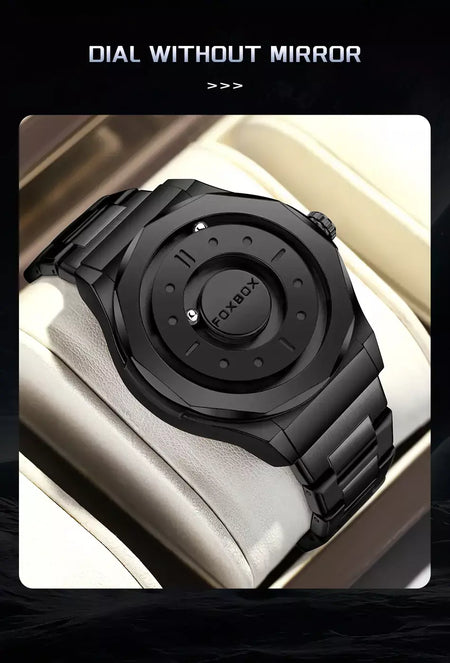 Foxbox criativo rolagem ponteiro força magnética relógios de pulso quartzo masculino esportes ao ar livre relógio à prova dwaterproof água masculino relogio masculino