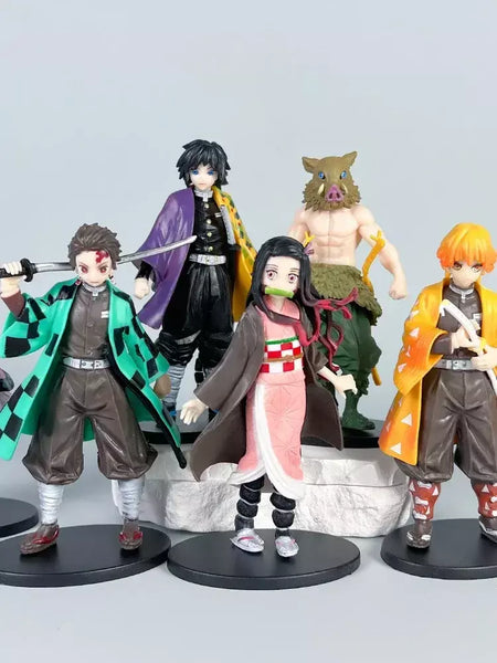 Anime demon slayer kimetsu no yaiba figura kamado tanjirou figura de ação agatsuma zenitsu nezuko guerreiro pvc modelo brinquedos