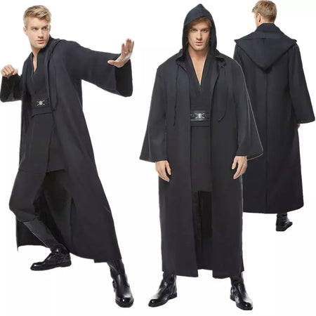 Manto de Halloween para homens adultos, Cosplay Jedi, Traje Brown Walker, Uniforme Fantasia Preto TUNIC, Terno de Festa Carnaval, Robe Outfit