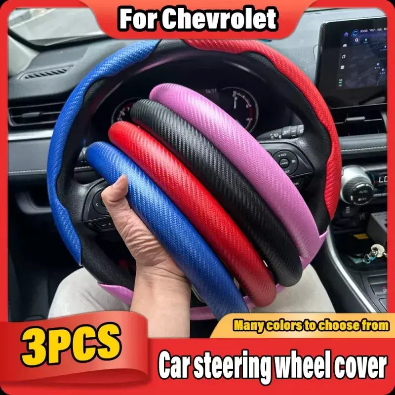 3 pçs de fibra de carbono universal volante do carro reforço capa antiderrapante acessórios de decoração interior automóvel para auto deco