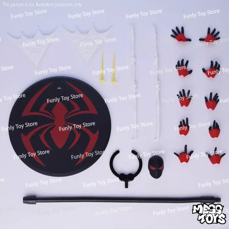 Em estoque brinquedos bagunça homem aranha symbiote spiderman messtoys scarlet aranha terno preto vizinho anime figura de ação presentes brinquedos