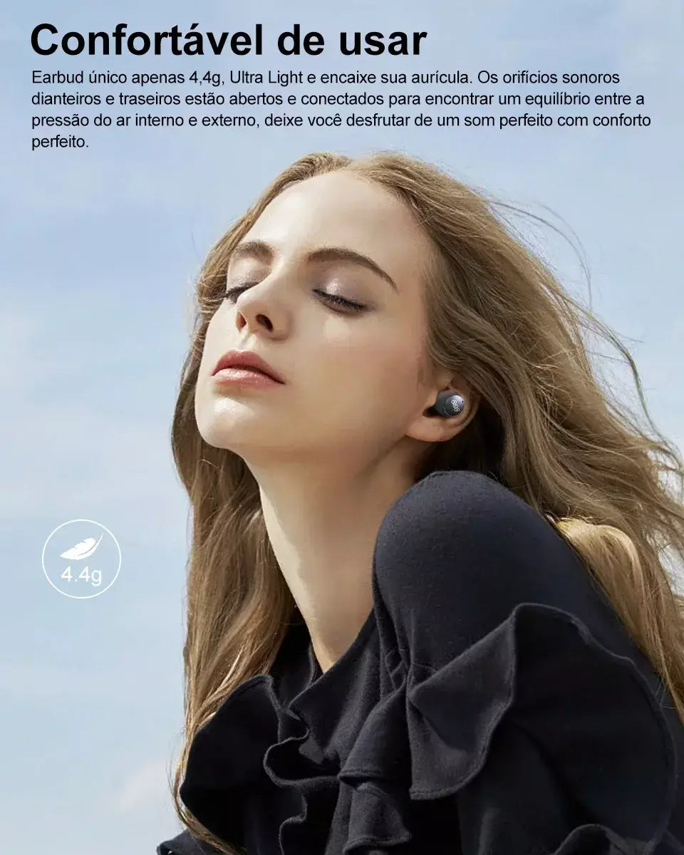 QCY-HT07 ANC Fones De Ouvido Sem Fio, Auscultadores HiFi, Cancelamento de Ruído, Earbuds TWS, 6 Microfone, Chamada AI HD, Reprodução 32H, 40dB, Bluetooth 5.2