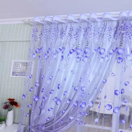 Tule Floral em Cortinas Puras, Tratamento Janela, Painel Persianas, Sala de estar, Quarto, Cozinha, Sombra, Roxo, Peônia