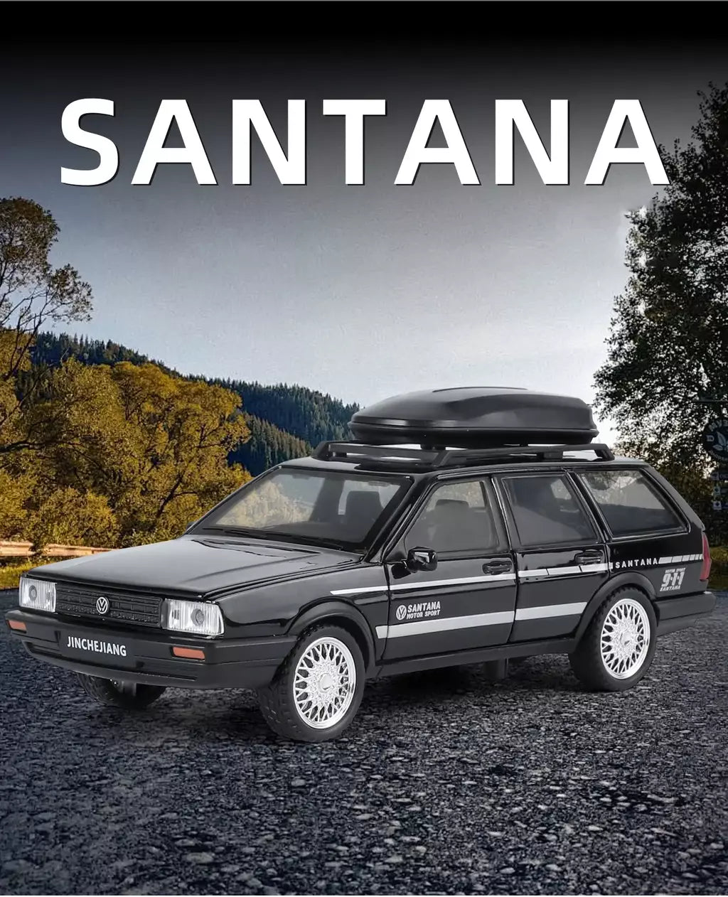 1:32 volkswagenwerk santana wagon liga de metal diecast modelo carro som & luz puxar para trás simulação clássica coleção hobby presente