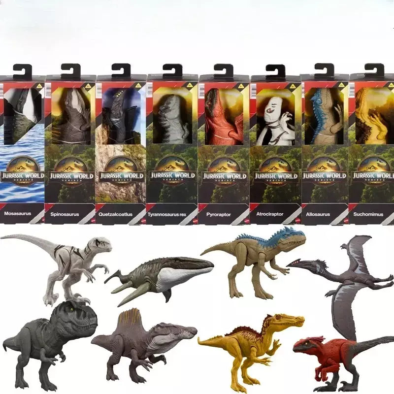 Mattel jurássico mundo renascimento dinossauro figura de ação mosasaur atrociraptor tiranossauro rex meninos brinquedos anime animal filme presente