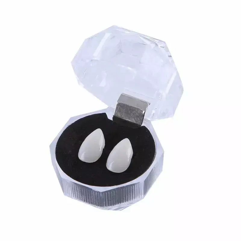 Dentes de vampiro presas dentaduras adereços traje de halloween adereços dentes falsos cola sólida adesivo dentadura decoração de festa de halloween