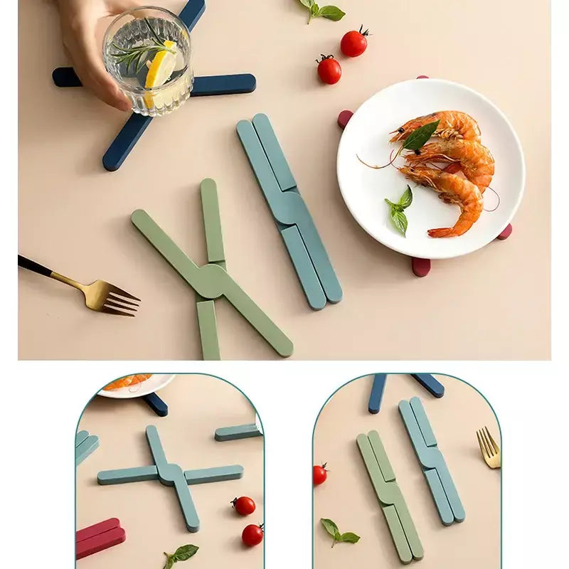 Silicone x em forma de almofada resistente ao calor dobrável antiderrapante pote pan esteira mesa placemat prato cruz titular coaster cozinha