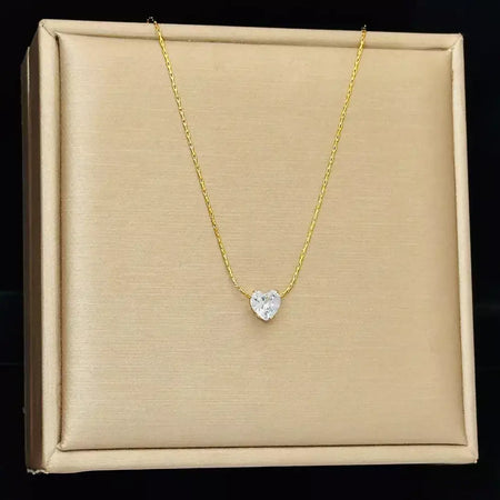 Moda de luxo aço inoxidável cor ouro 6 garra coração zircão pingente colar para mulher requintado não desbota colar jóias