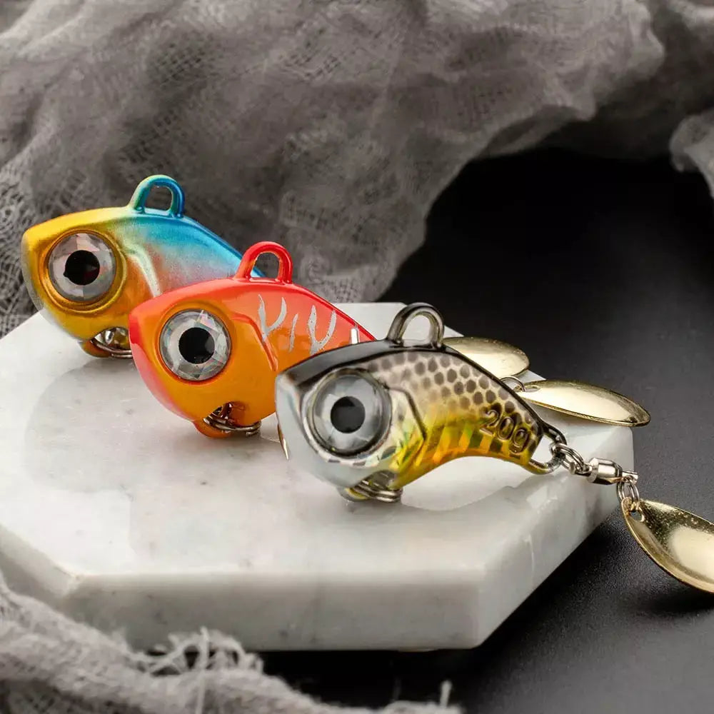 Spinner isca vib colher de metal gabarito pesca vibração 10g 20g 30g artificial duro isca lantejoulas pesca oscilação rotativa isca giratória