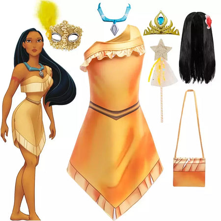 Indiano pocahontas princesa cosplay vestido meninas matoaka festa de halloween disfarce traje crianças dos desenhos animados filme fantasia outfits