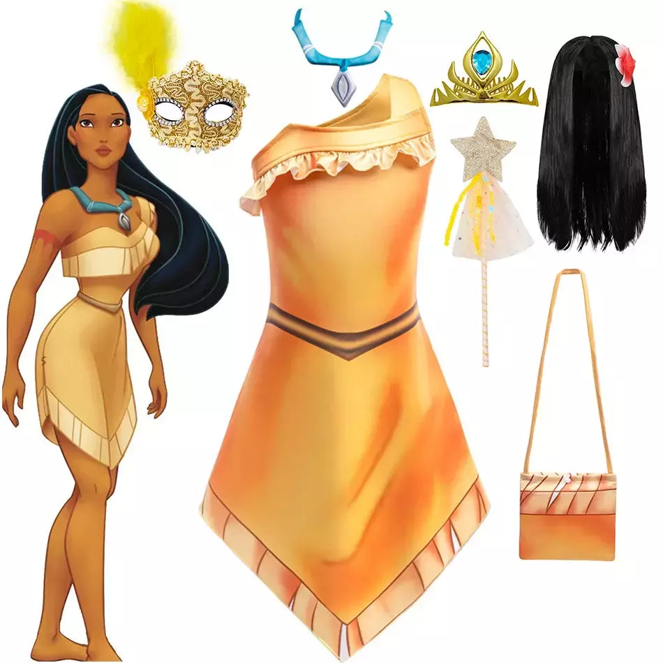 Indiano pocahontas princesa cosplay vestido meninas matoaka festa de halloween disfarce traje crianças dos desenhos animados filme fantasia outfits