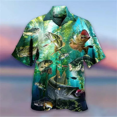 Camisa dos homens do vintage 3D Havaiano Casual Wear Férias de praia Soltas montagem Masculina Top 2023 Dos Desenhos Animados Padrão Manga Curta Ao Ar Livre