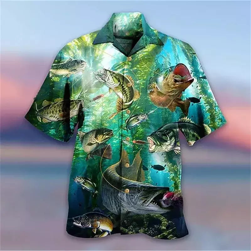 Camisa dos homens do vintage 3D Havaiano Casual Wear Férias de praia Soltas montagem Masculina Top 2023 Dos Desenhos Animados Padrão Manga Curta Ao Ar Livre