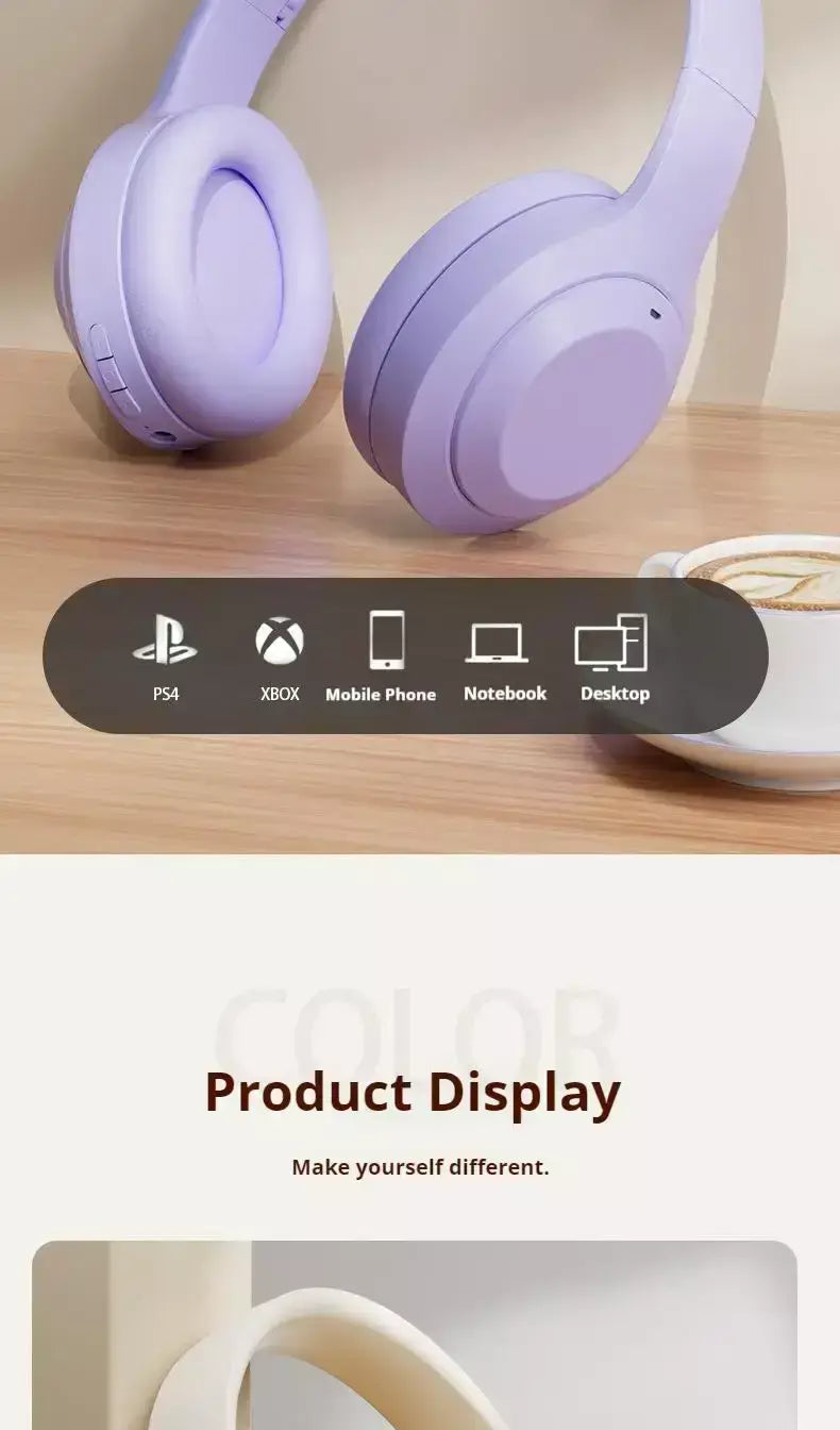 # Sem fio bluetooth 5.3 fones de ouvido sobre a orelha alta fidelidade estéreo verdadeiro esporte gamer fone tf/aux leitor música com hd microfone presentes