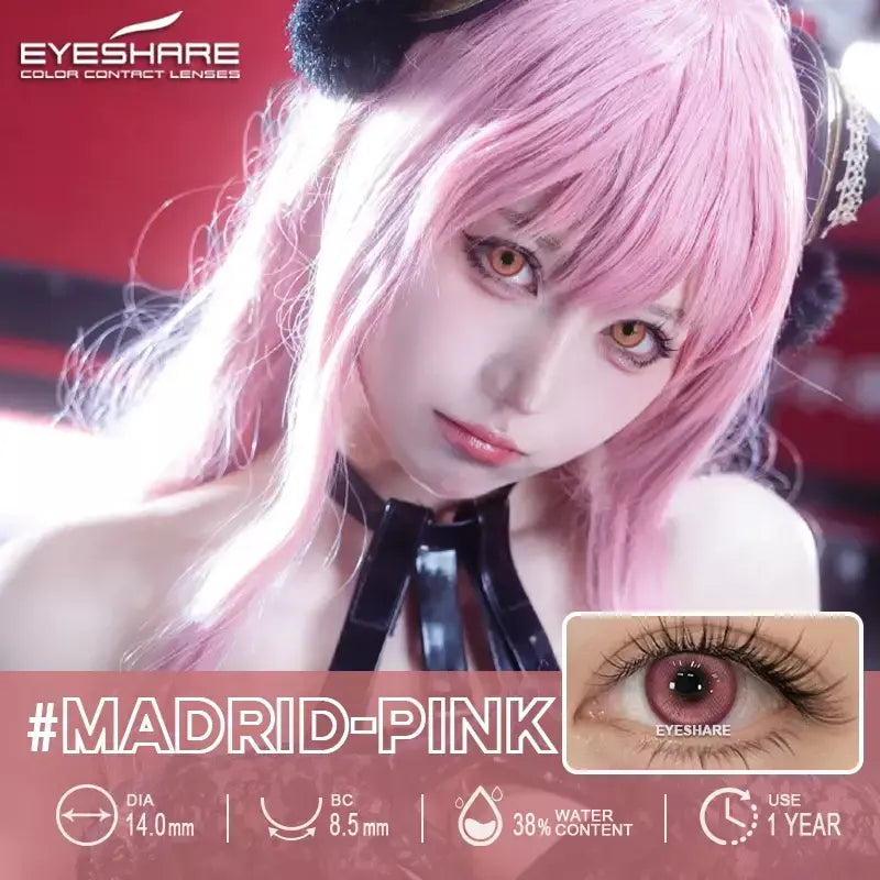 AMARA 1 par de lentes de contato coloridas para olhos, lentes azuis para cosplay de anime, lentes coloridas roxas, rosa y2k, lentes vermelhas coloridas