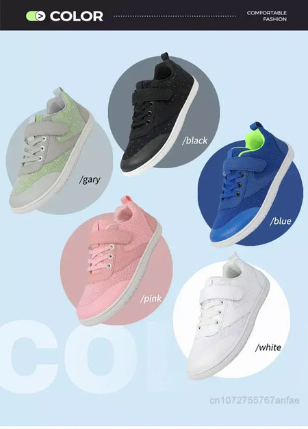 Novos meninos meninas tênis crianças largas sapatos descalços naturalmente spracam sapatos da criança pequena grande criança