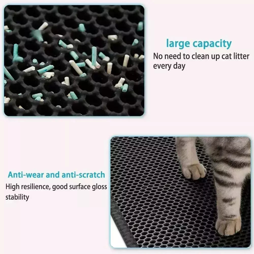 Impermeável Double Layer Pet Litter Mat, Cat Litter Box, Pet WC, Antiderrapante, Areia, Lavável, Limpo, 90x60cm