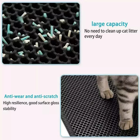Impermeável Double Layer Pet Litter Mat, Cat Litter Box, Pet WC, Antiderrapante, Areia, Lavável, Limpo, 90x60cm