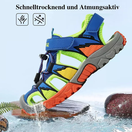 Sandálias esportivas para meninos e meninas, sandálias de verão para crianças, bico fechado, sapatos atléticos de água, sandálias para piscina e praia