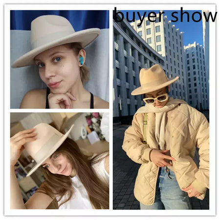 chapeu feminino chapeu chapeu masculino gorro Chapéu fedora mulheres fita banda homens chapéus de aba larga igreja casamento clássico bege branco chapéu do inverno das mulheres dos homens 2021 new gorras hombre