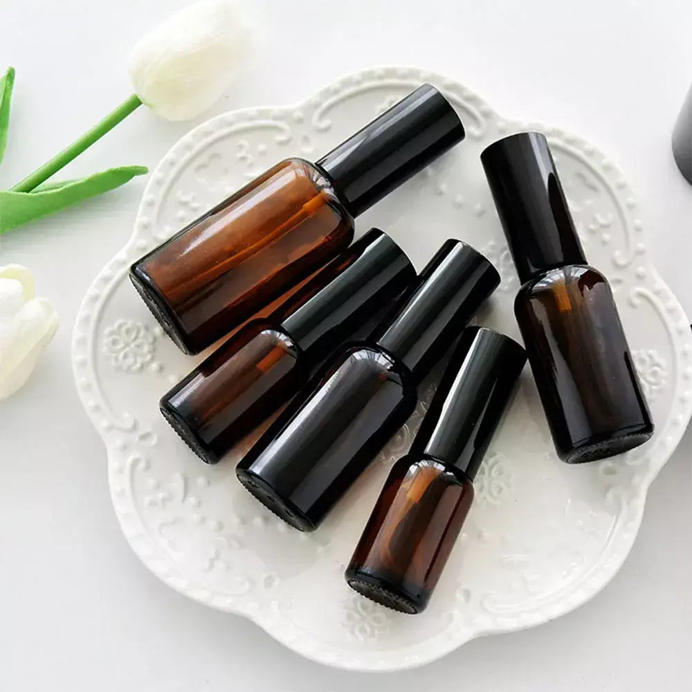 10/20/30 pces 10ml 15ml 20ml 30ml 50ml 100ml garrafa de pulverizador de vidro âmbar marrom loção bomba garrafa viagem perfume atomizador recarregável