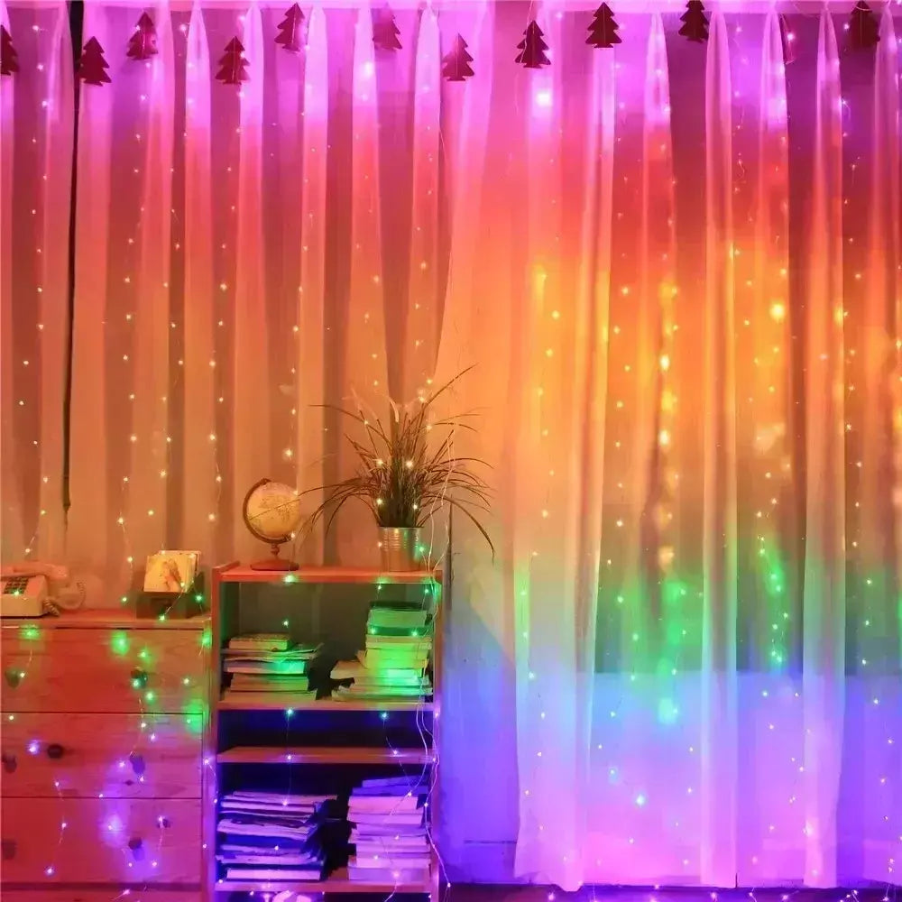 Natal usb cortina corda luzes de fadas 8 modo 6/3m led guirlanda remoto para festa jardim casa decoração casamento ano novo 2025