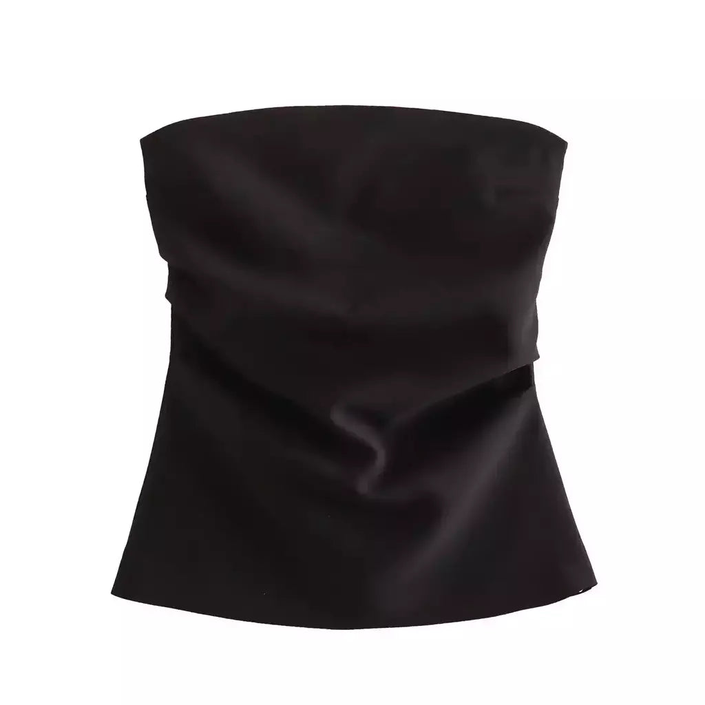 TRAF-Blusa sem mangas sem alças para mulheres, tops femininos, zíper traseiro, roupas de rua, tanque chique, moda verão, nova