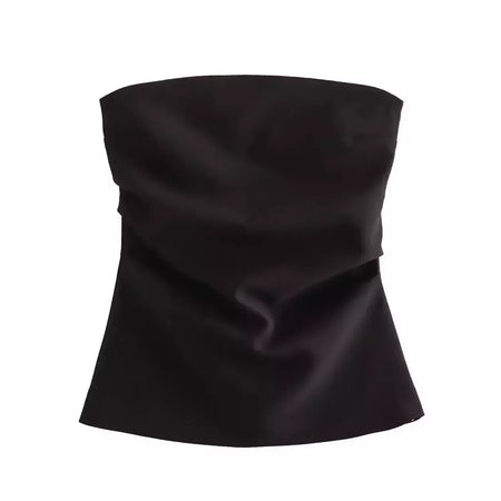 TRAF-Blusa sem mangas sem alças para mulheres, tops femininos, zíper traseiro, roupas de rua, tanque chique, moda verão, nova