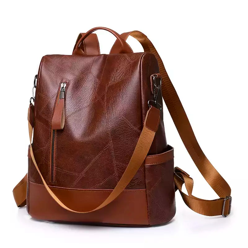 Bolsa de ombro antiroubo de couro macia para mulheres, mochila de moda simples, designer de grande capacidade, alta qualidade, nova, 2023