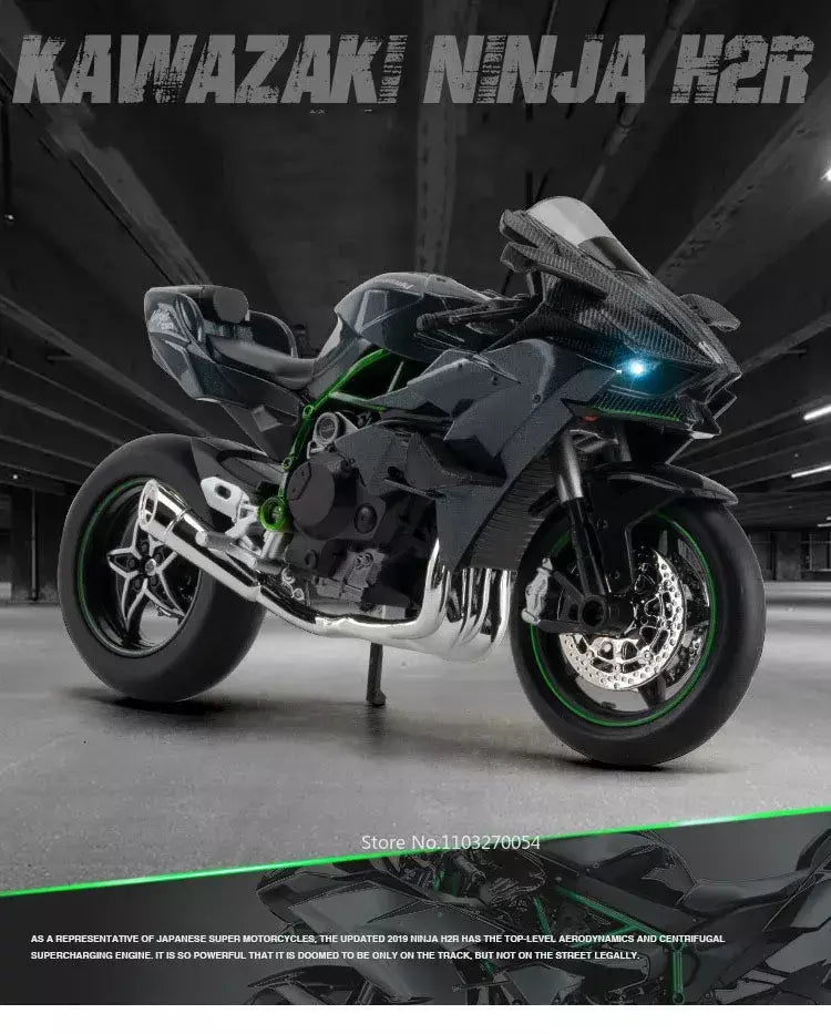 1:12 kawasaki h2r bwm s1000rr liga motocicleta brinquedos diecast carro em miniatura roda dianteira direção moto crianças presente de natal
