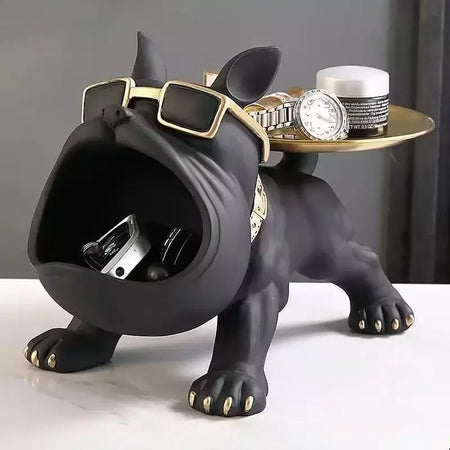 30cm decoração de casa estatueta bulldog estátua do cão caixa armazenamento ornamento animal resina artesanato arte escultura estatueta casa filhote de cachorro escultura