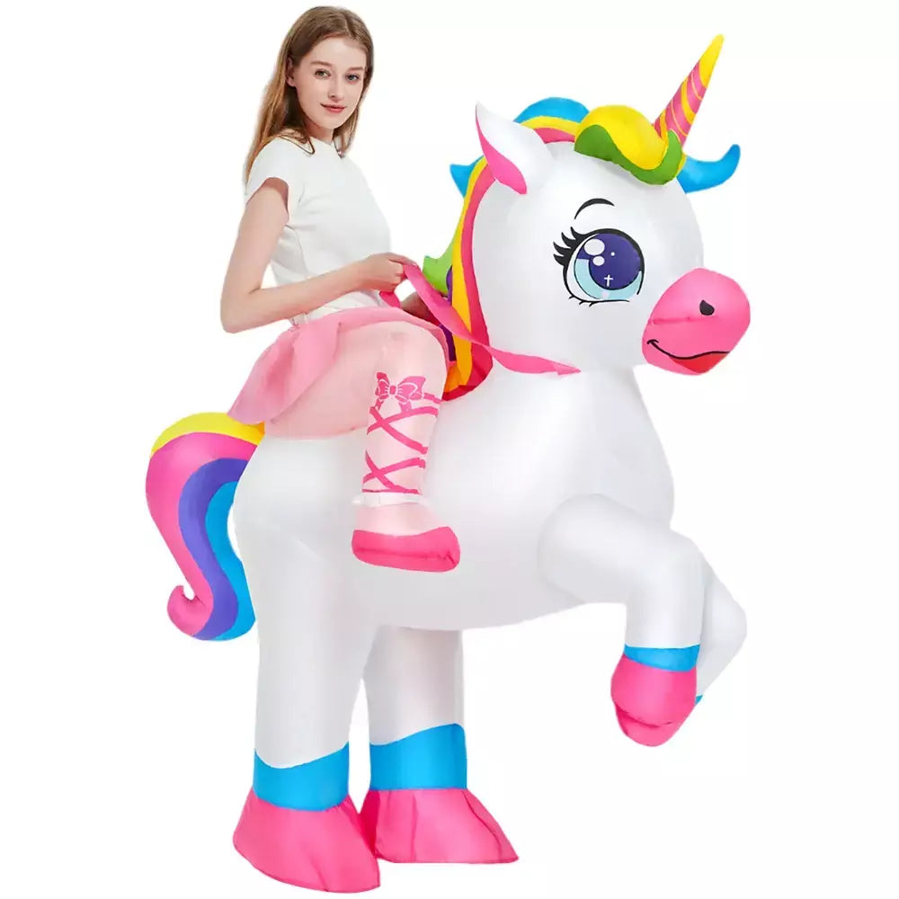 Vestuário colorido unicórnio animal trajes infláveis terno anime purim halloween carnaval festa cosplay traje para crianças adultas
