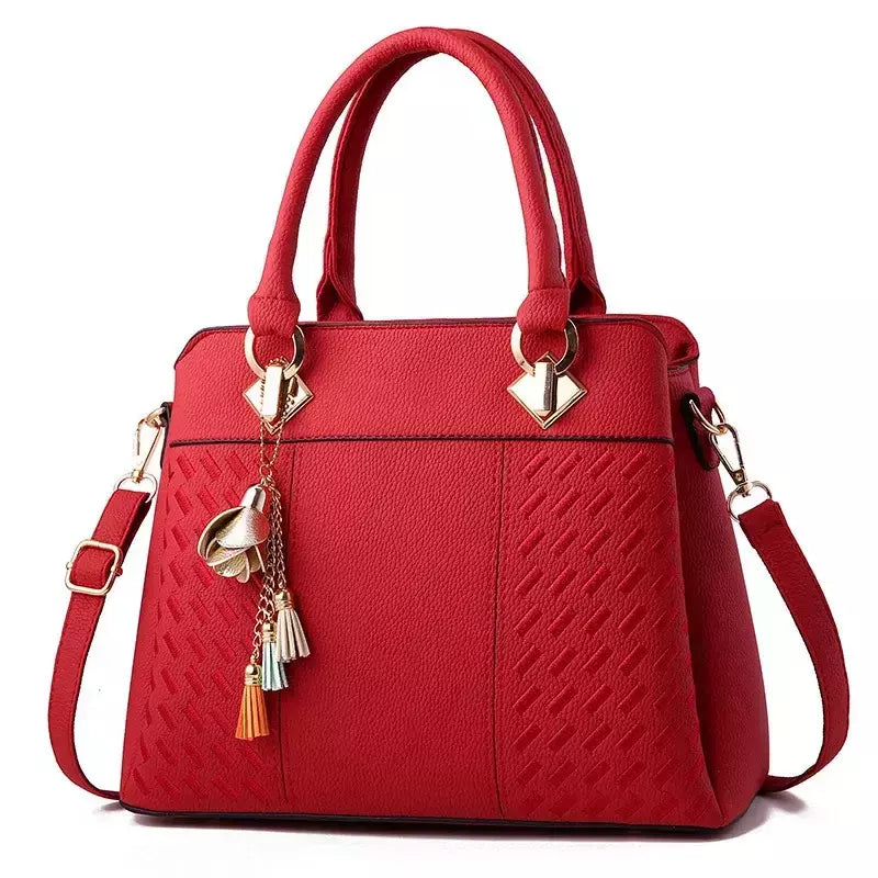 Bolsa crossbody de couro PU para mulheres, alça superior, bordada, bolsa de ombro elegante, bolsas de mão estilo simples para senhora