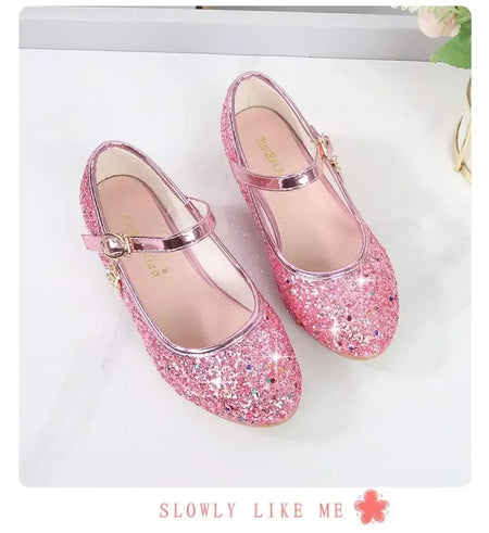 Meninas sapatos crianças salto alto glitter sandálias de cristal moda fivela crianças princesa sapato dança estudante desempenho sapatos de couro