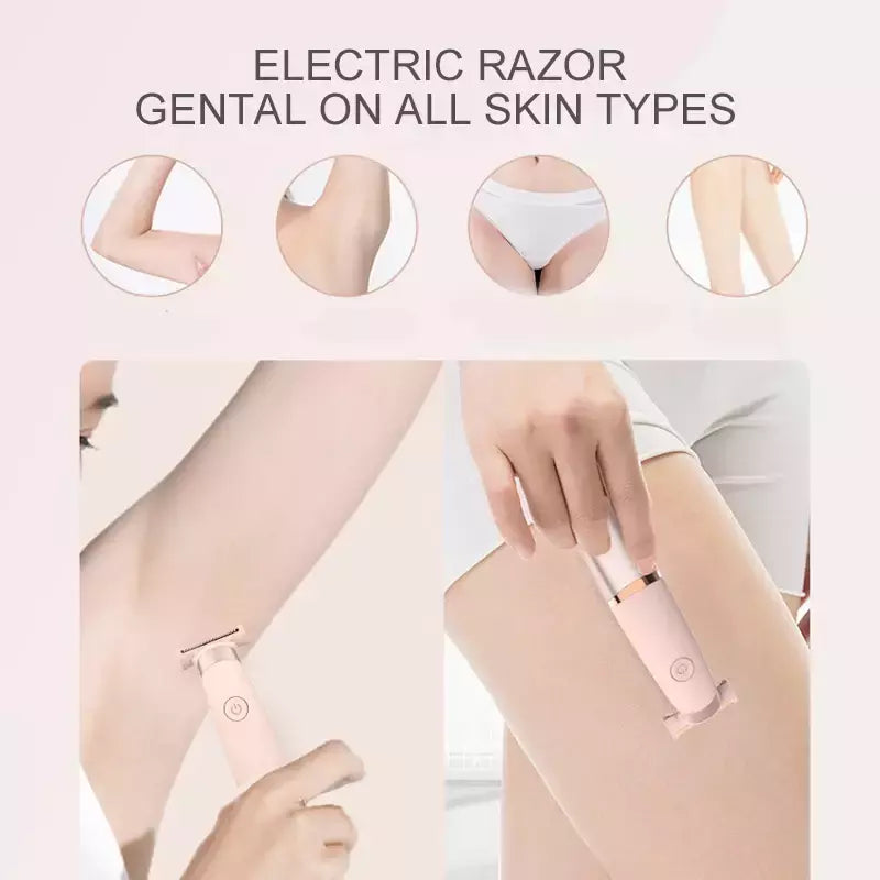 Portátil USB recarregável indolor feminino barbeador, perna e axila cabelo, aparador de barbear elétrico para mulheres, senhoras