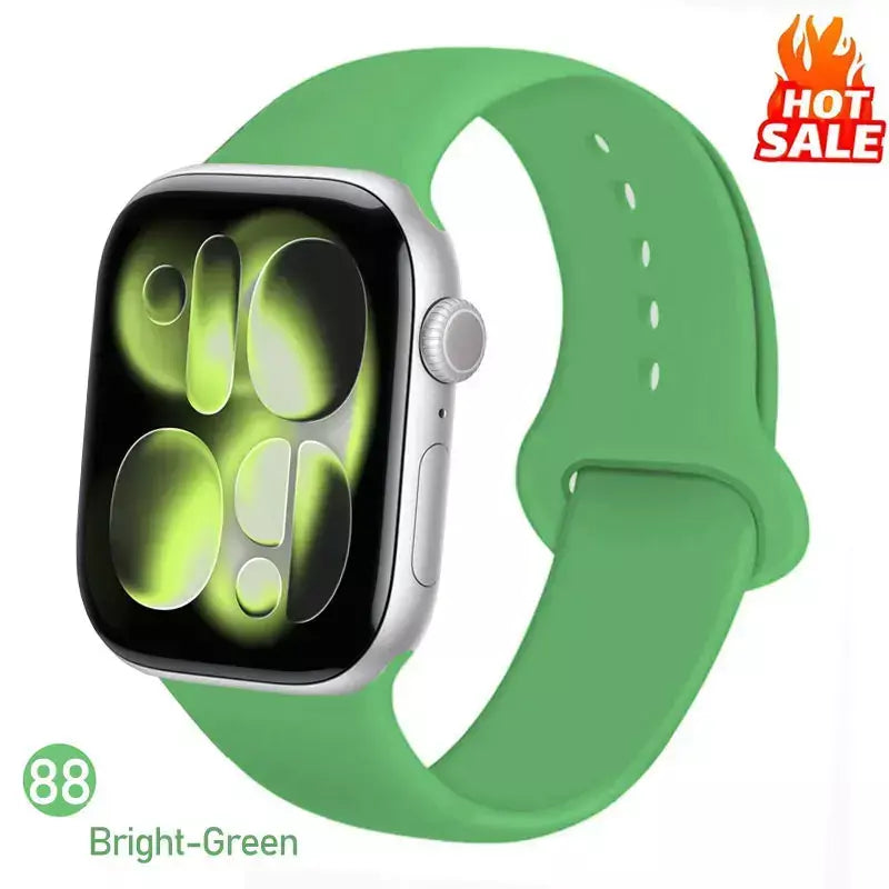 Pulseiras de silicone para apple watch pulseira 44mm 45mm 40 41mm 42-46mm pulseiras esportivas iwatch série 10 11 9 8 7 6 5 4 se ultra 3/2 49mm