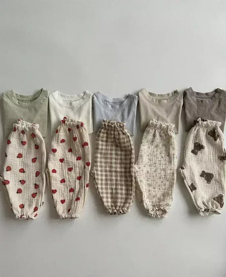 Calças de bebê de algodão orgânico recém-nascidos outono primavera verão inverno bonito impressão macia musselina roupas calças pantalons capris