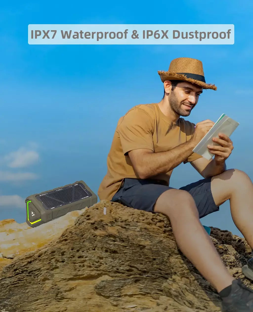 MLOVE P3 Alto-falante Bluetooth externo, alto-falante Bluetooth 5.3 com potência de saída de 40 W, som estéreo IPX7 à prova d'água, cartão Micro SD, luz RGB
