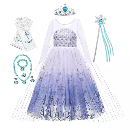 Crianças elsa traje menina aniversário malha vestido de princesa crianças cosplay neve rainha desempenho fantasia noite roupas de halloween