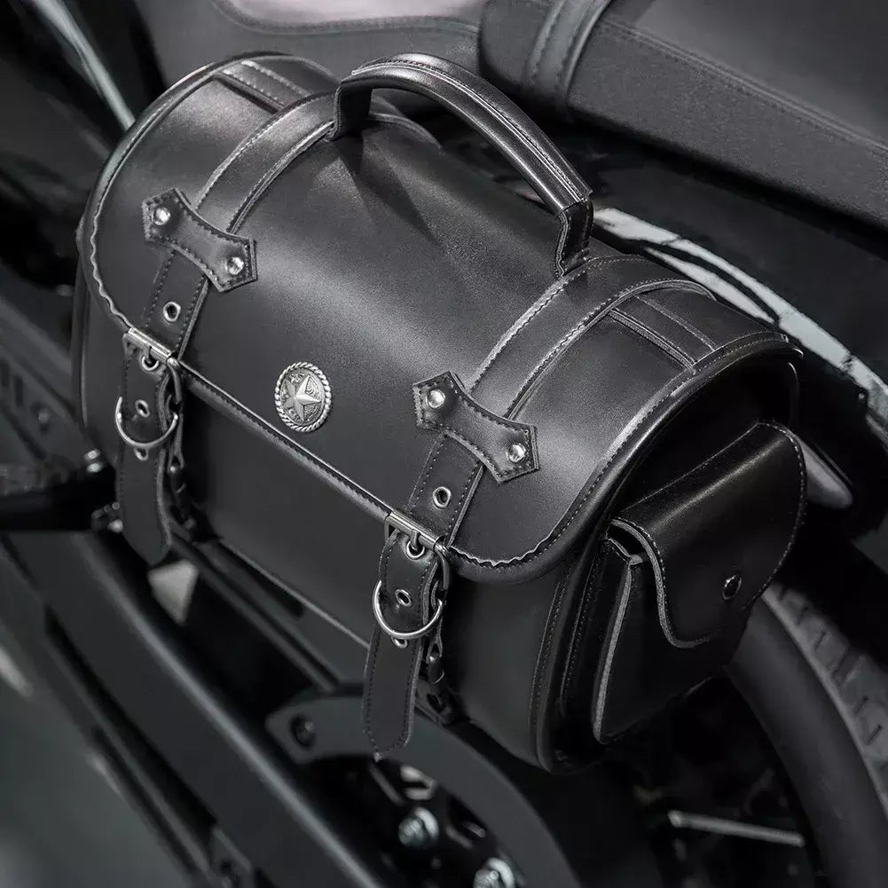 Alforje universal preto para motocicleta, bolsa lateral de grande capacidade, ferramenta de armazenamento para harley, bolsa modificada à prova d'água