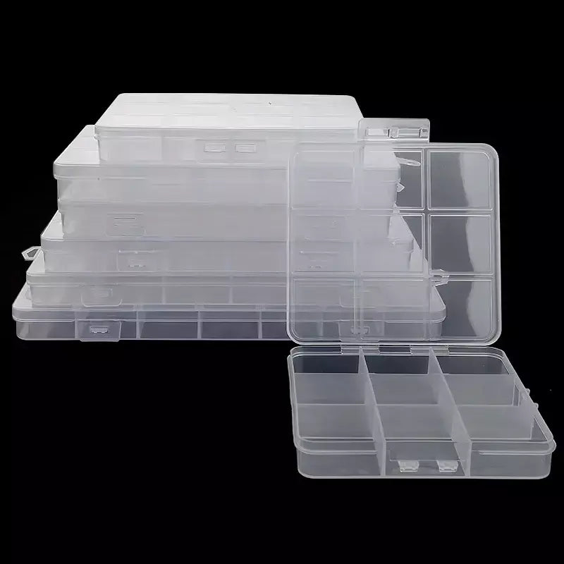 Recipiente de armazenamento transparente caixa de jóias organizador de plástico transparente vazio brinco organizador de armazenamento caso de exibição para contas