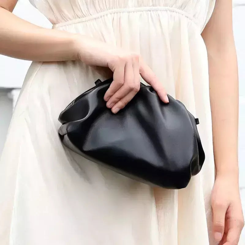 Saco de Nuvem de Couro Genuíno para Mulheres, Couro Macio, Ombro Crossbody Bags, Alta Qualidade, Embreagens Femininas Noite, Senhoras, 2023