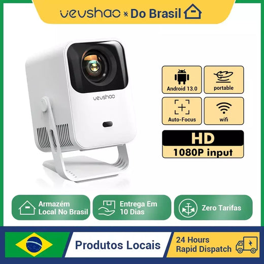 Vevshao A15 Projetor Inteligente Portátil Android 13 Projetor Dual WiFi Auto Keystone Focus Pocket Beamer Home Reunião Video Cinema