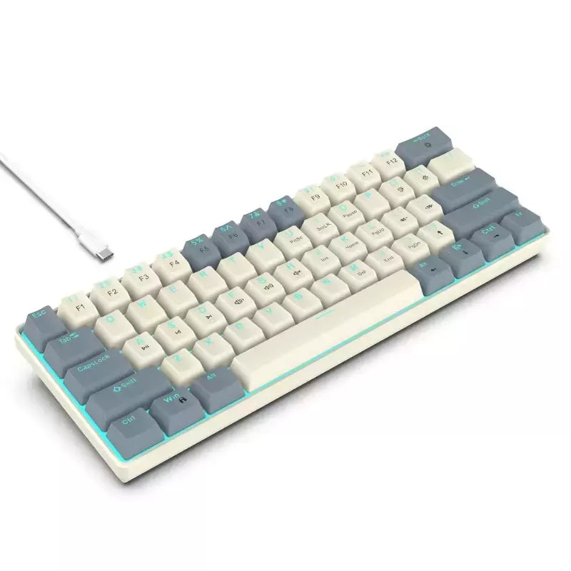 Teclados mecânicos com fio USB 60% 61 teclas com retroiluminação azul gelo teclas para PC