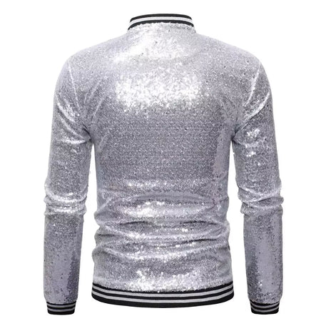 Brilhante Sequins Sparkle Bomber Jacket Homens 2023 Mais Novo Ouro Glitter Listrado Zipper Mens Jaquetas E Casacos Festa Dance Show Roupas
