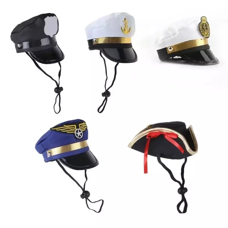 Chapéu engraçado para gatos Capitão Capitão Pirata Dress Fantas Fantas Capéu Pet Christmas Cosplay Capinho quente Cães