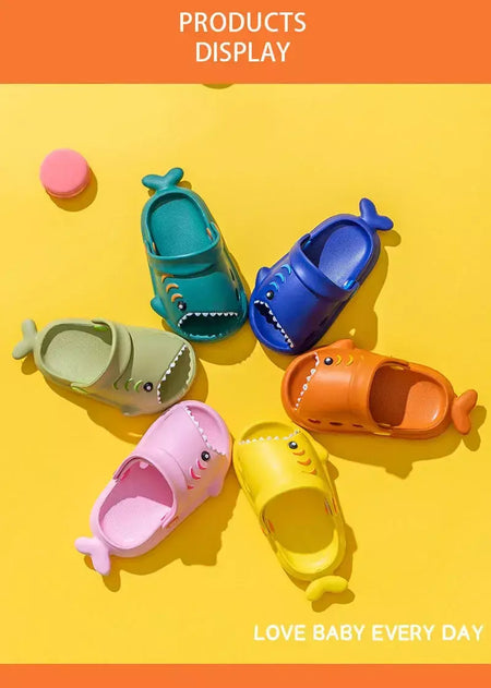 Crianças sandálias dos desenhos animados tubarão verão da criança meninos meninas sola macia sapatos de bebê chinelos antiderrapantes