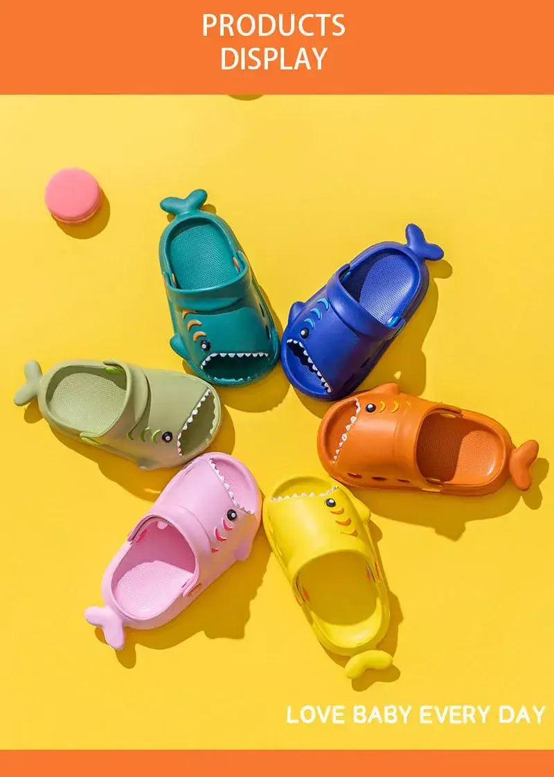 Crianças sandálias dos desenhos animados tubarão verão da criança meninos meninas sola macia sapatos de bebê chinelos antiderrapantes