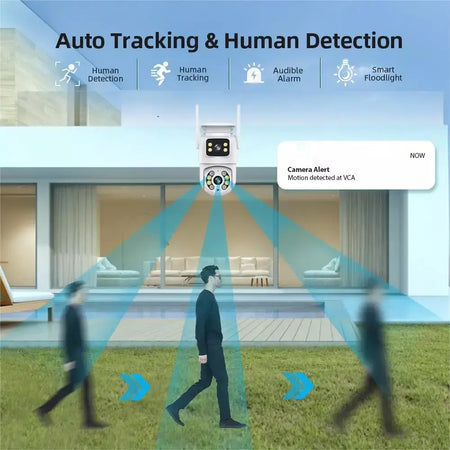 Tuya 8mp wifi câmera ip ptz lente dupla tela dupla detecção manual cor cheia visão noturna câmera de vigilância segurança ao ar livre
